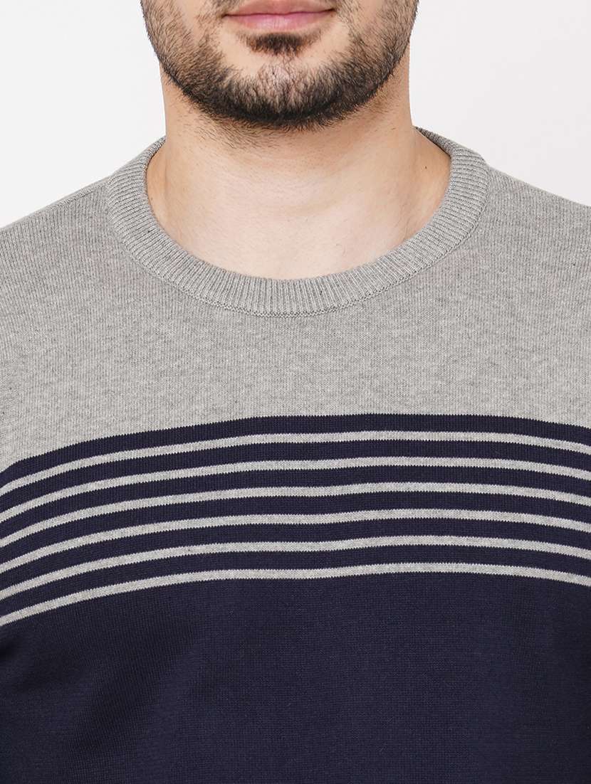 blue cotton color block pullover - 21000423 -  Standard Image - 4