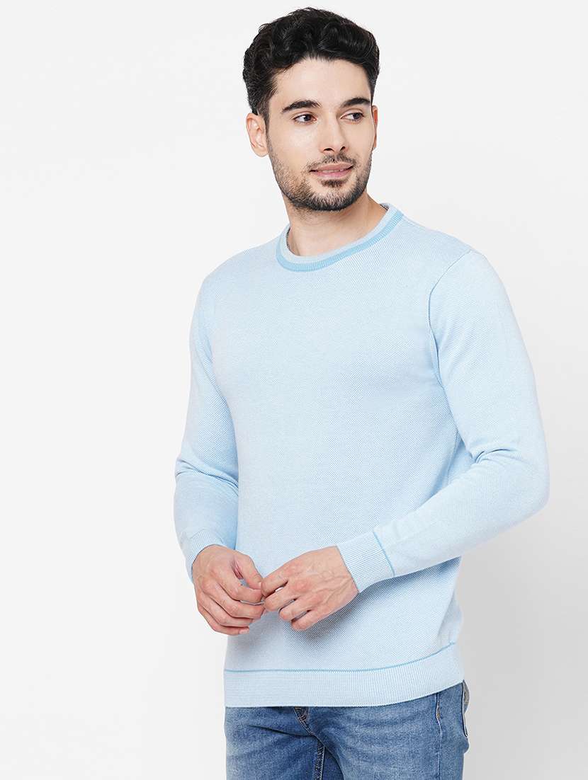 light blue cotton plain sweatshirt - 21000431 - Standard Image - 1