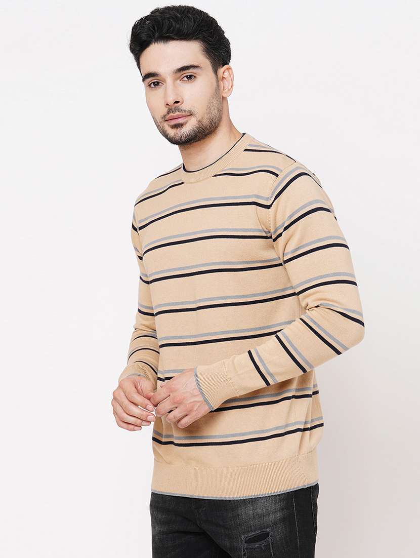 beige cotton striped pullover - 21000434 -  Standard Image - 1