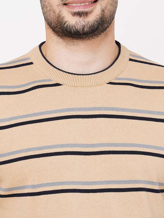beige cotton striped pullover - 21000434 -  Standard Image - 4
