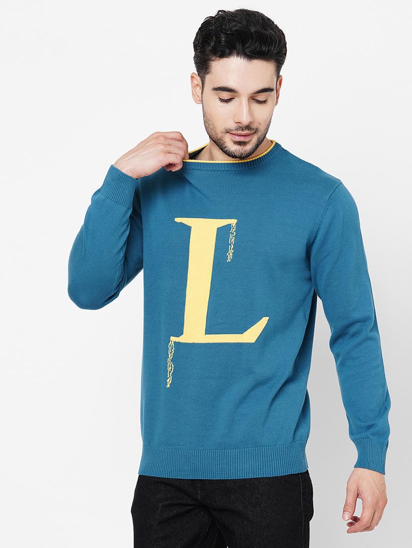blue cotton typographic pullover - 21000436 - Standard Image - 1