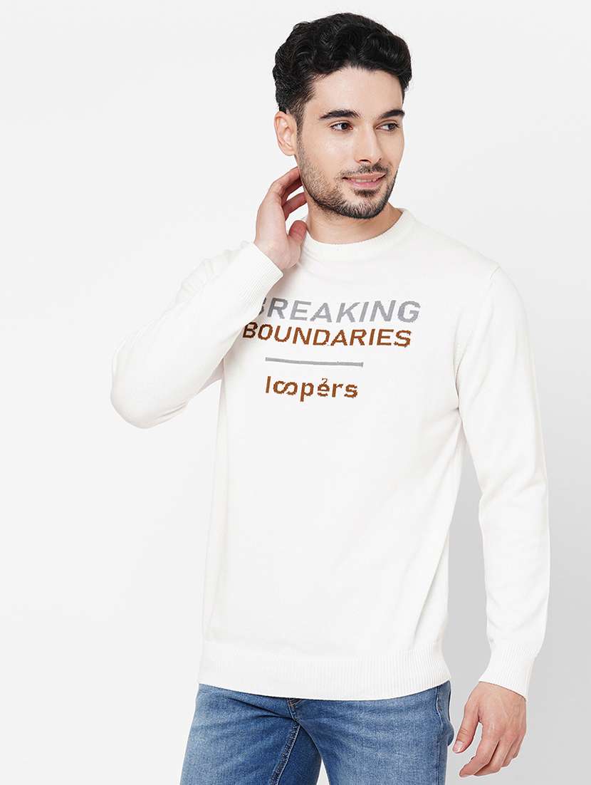 white cotton typography pullover - 21000437 - Standard Image - 1