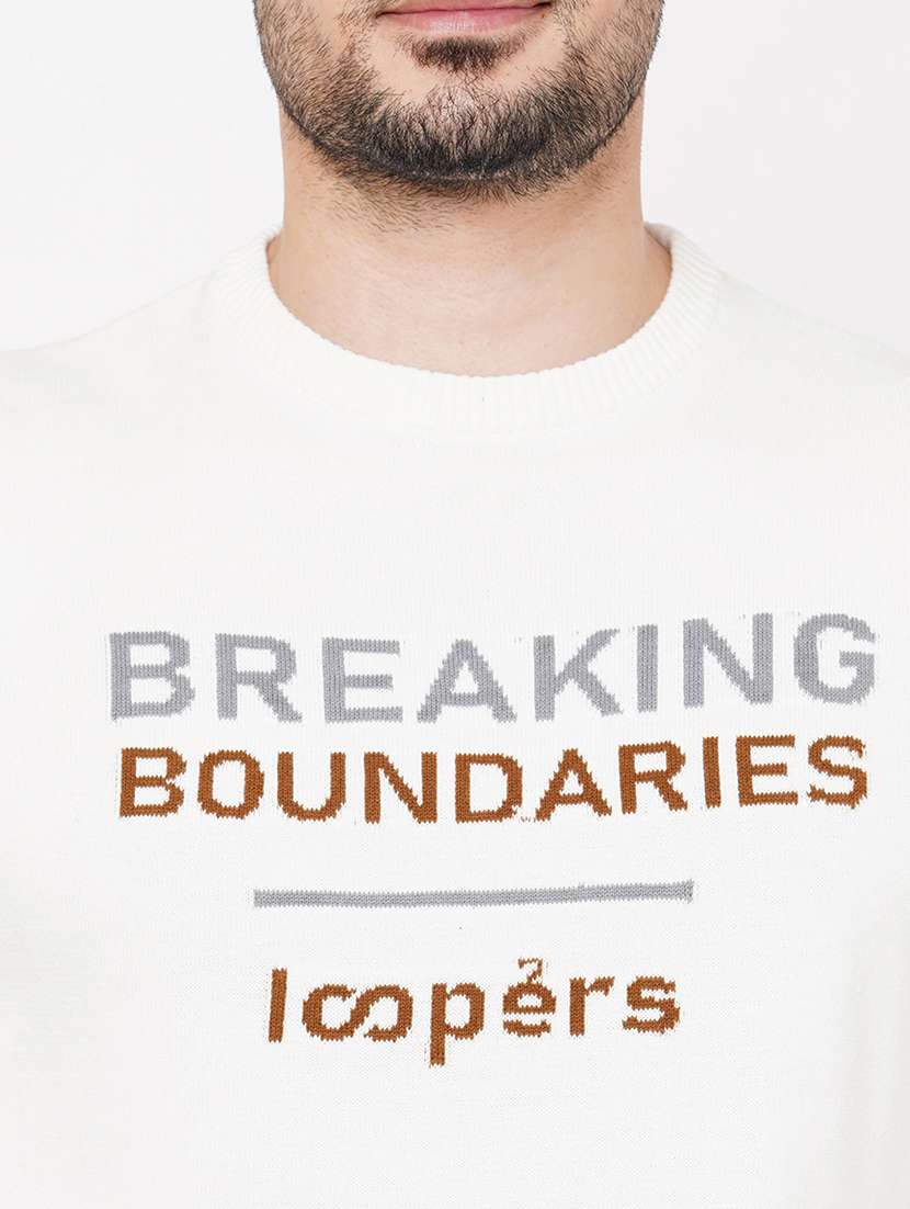 white cotton typography pullover - 21000437 - Standard Image - 4