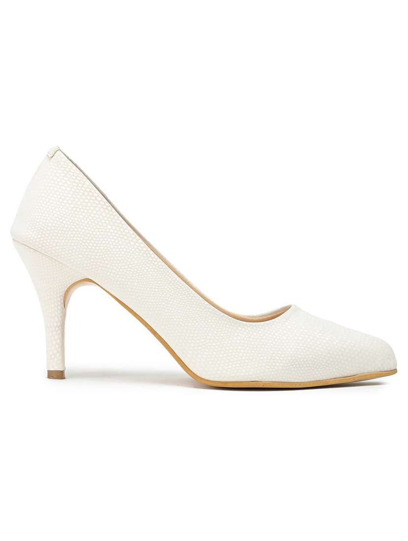 white synthetic slip on pumps - 21000476 -  Standard Image - 1