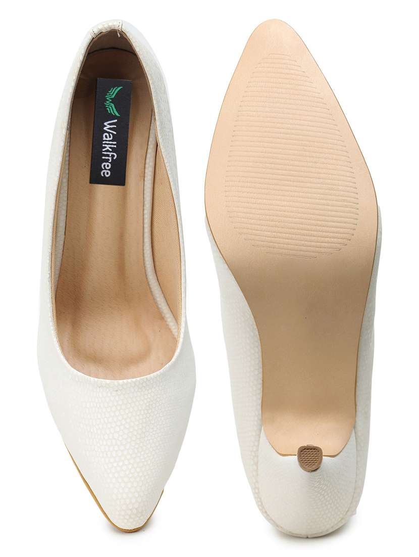 white synthetic slip on pumps - 21000476 -  Standard Image - 4
