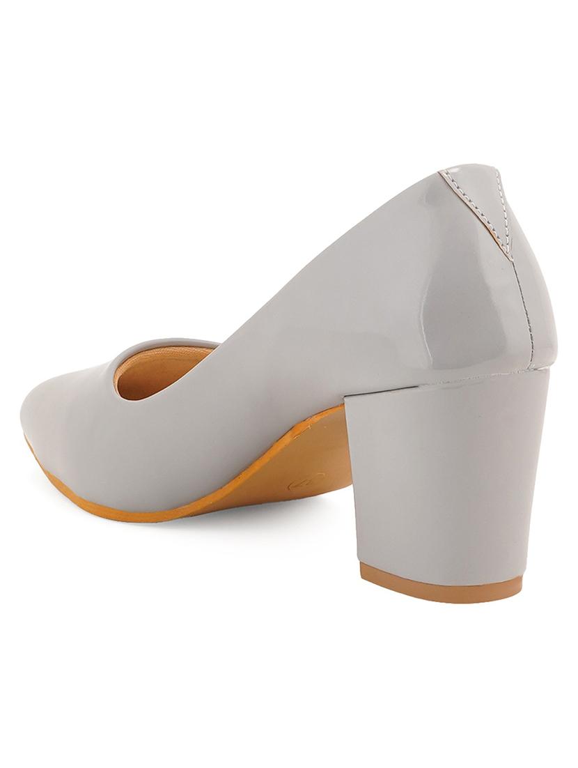 grey synthetic slip on pumps - 21000611 -  Standard Image - 1