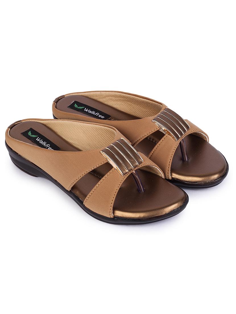 brown synthetic slip on sandals - 21000623 -  Standard Image - 1