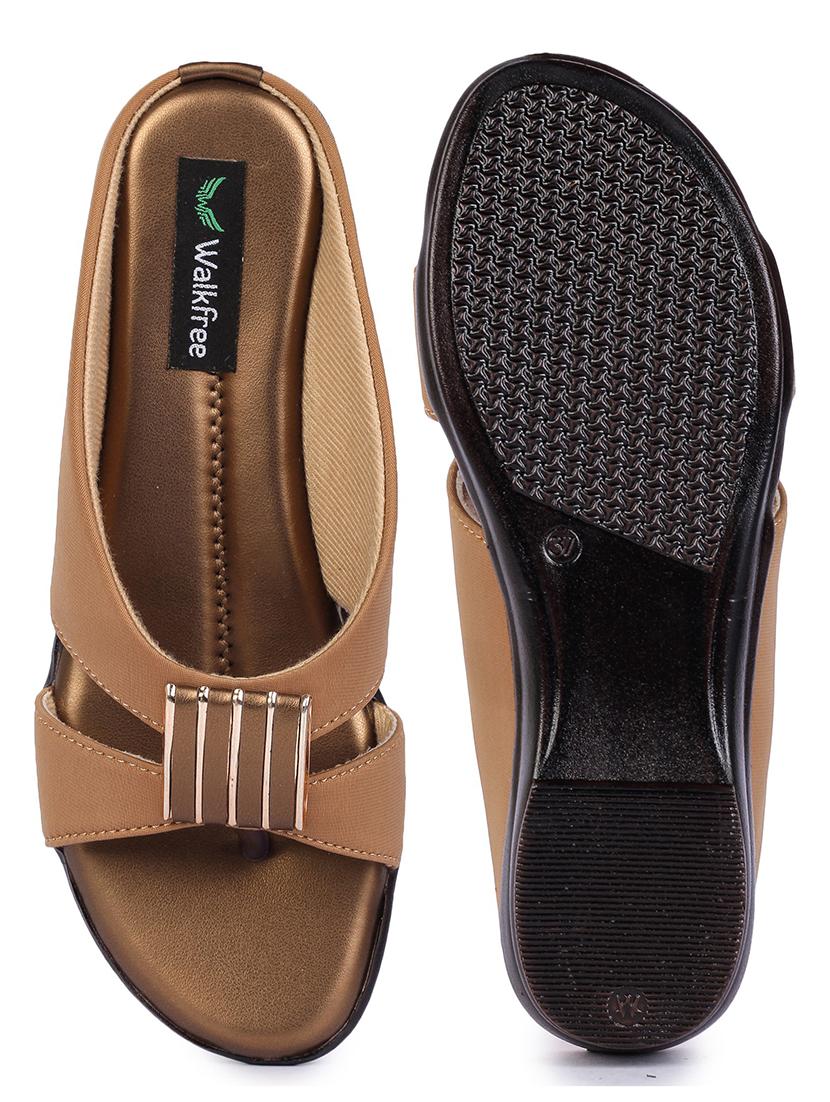 brown synthetic slip on sandals - 21000623 - Standard Image - 4