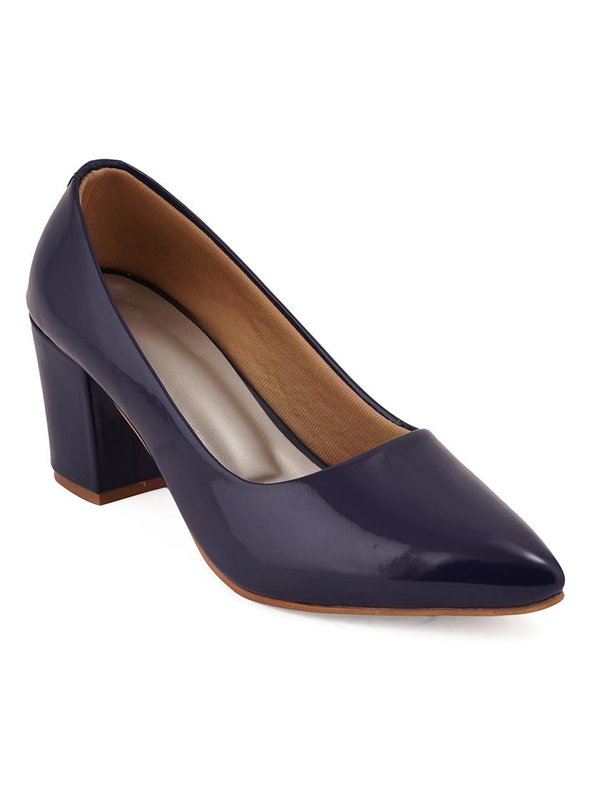 navy synthetic slip on pumps - 21000720 - Standard Image - 1