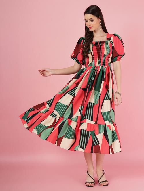multi coloured printed detailed dress - 21001018 - Standard Image - 0