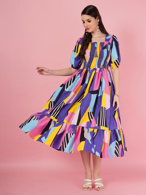 multi coloured printed detailed dress - 21001023 - Standard Image - 0