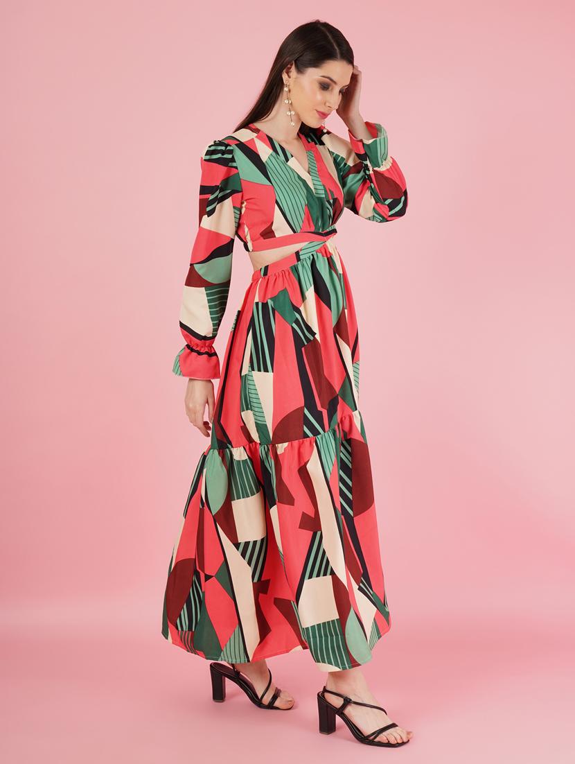 women printed maxi tiered dress - 21001033 - Standard Image - 1