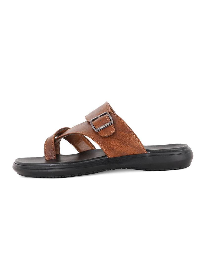 tan leatherette slip on flip flops - 21001608 - Standard Image - 1