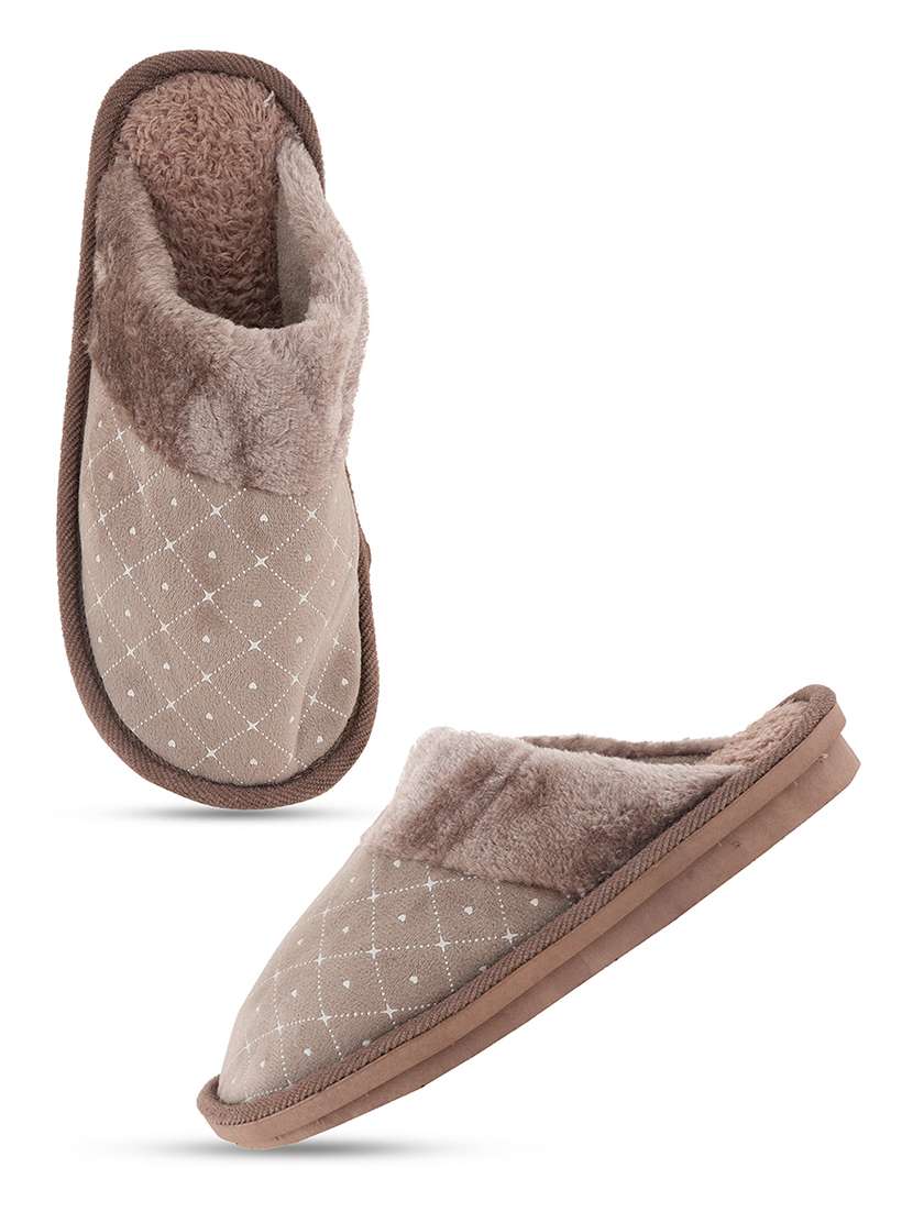 brown fur slip on flip flops - 21004303 - Standard Image - 1