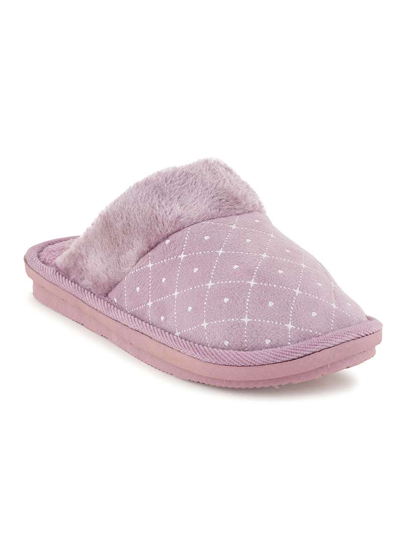 purple fur slip on flip flops - 21004306 - Standard Image - 1
