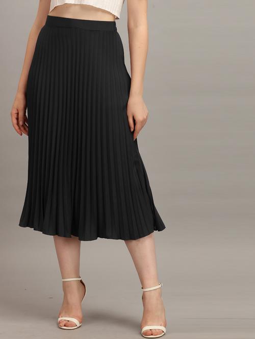solid black pleated detailed skirt - 21008389 - Standard Image - 0