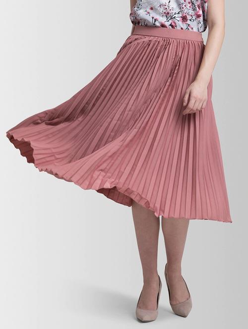 solid pink pleated detailed skirt - 21008391 - Standard Image - 0