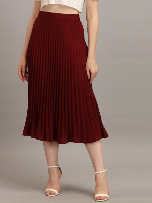 maroon polyester aline skirts - 21008399 -  Standard Image - 0
