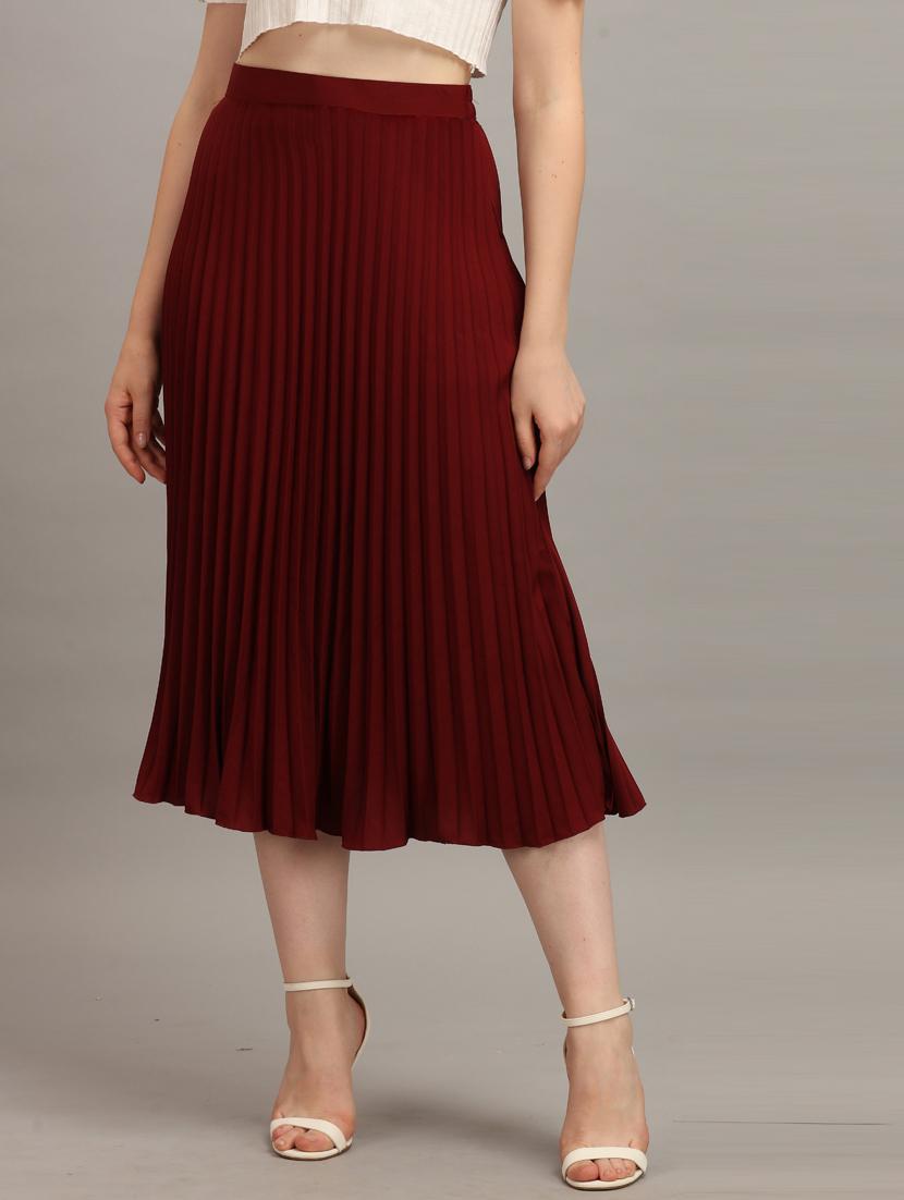 maroon polyester aline skirts - 21008399 -  Zoom Image - 0