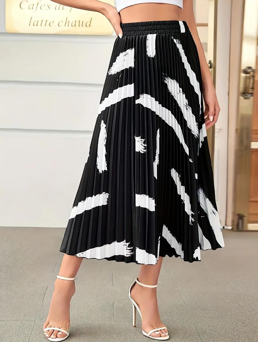 black polyester aline skirts - 21008407 -  Zoom Image - 0