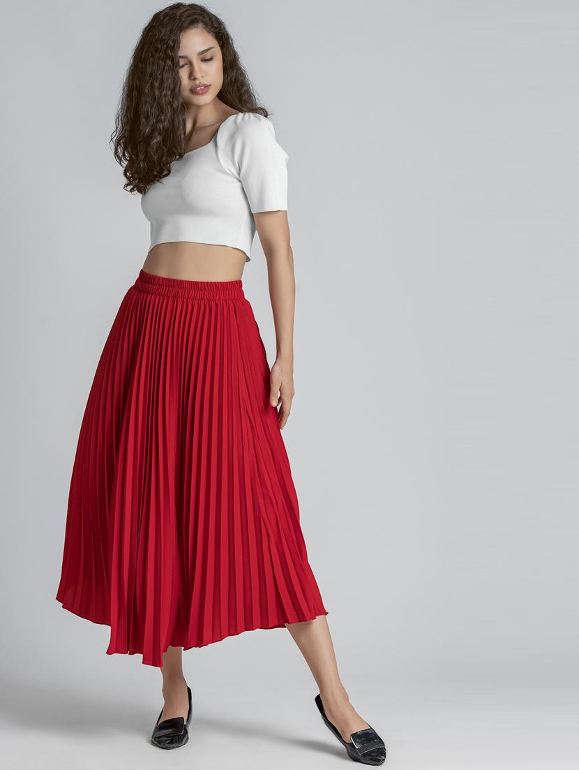women mid-rise solid pleated skirt - 21008456 - Standard Image - 4