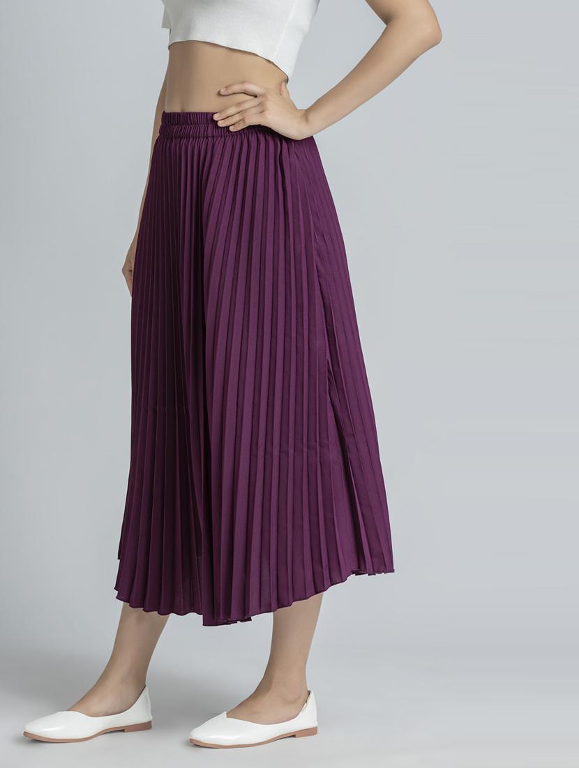women mid-rise solid pleated skirt - 21008467 -  Standard Image - 1