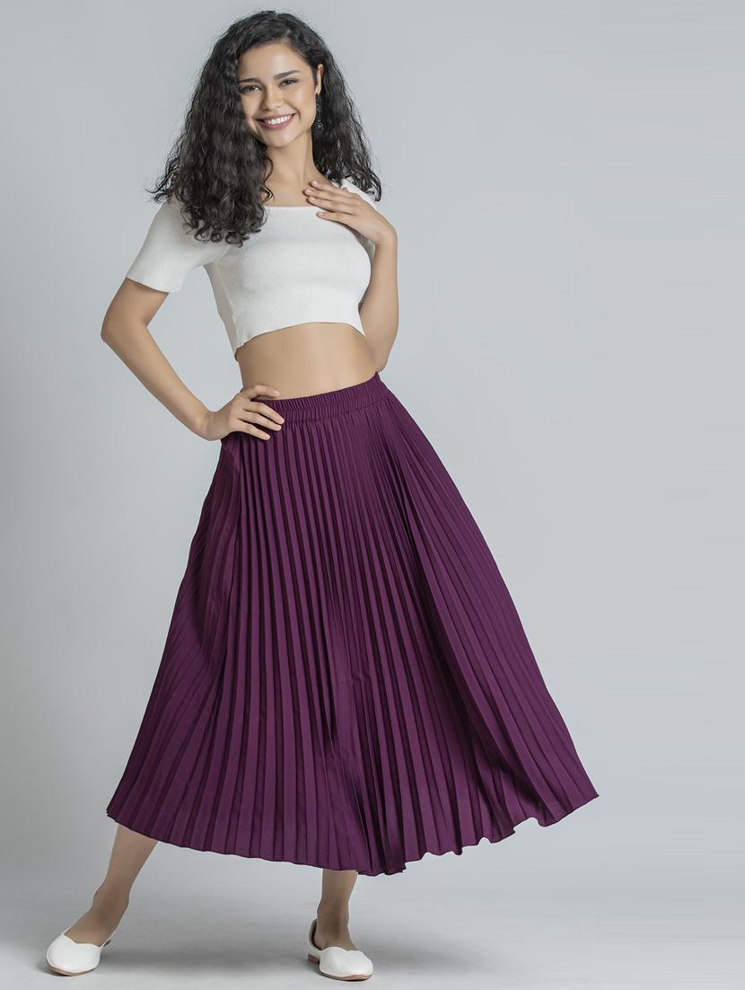 women mid-rise solid pleated skirt - 21008467 - Standard Image - 4