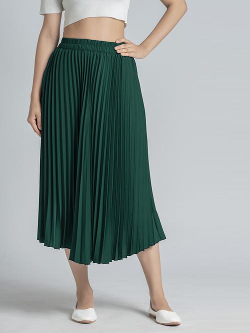 solid green pleated detailed skirt - 21008468 -  Standard Image - 0