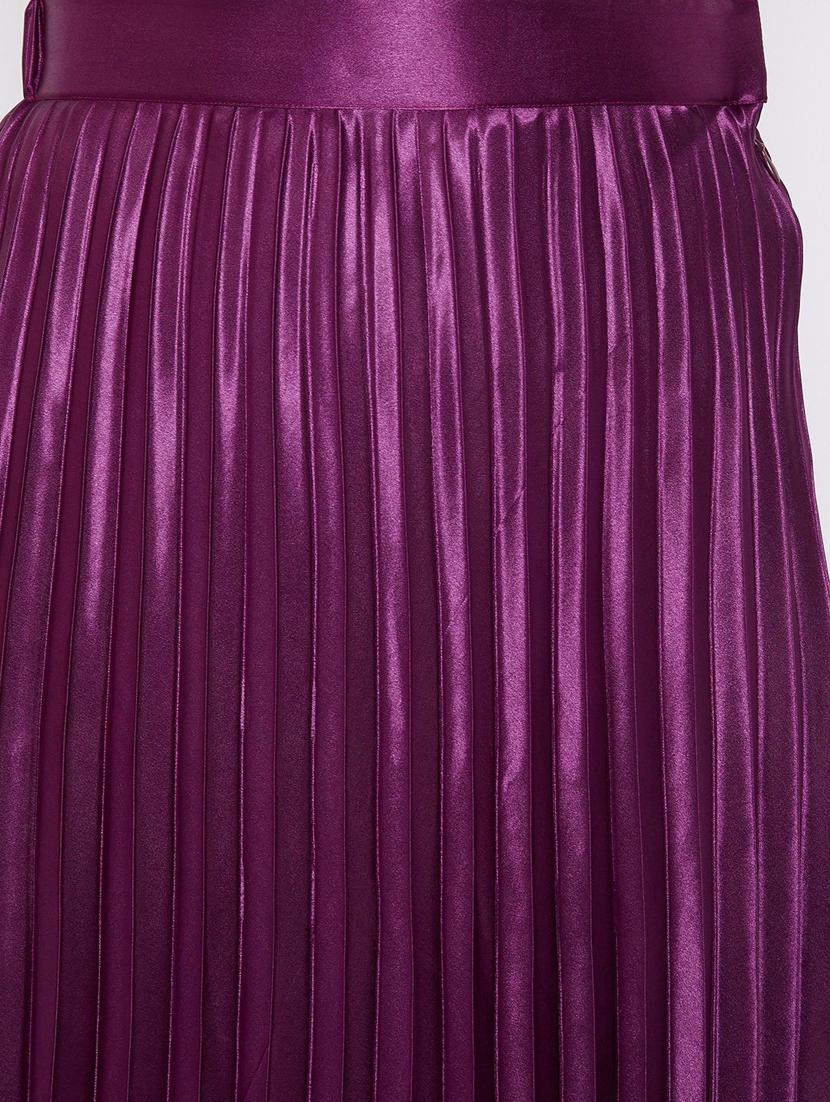 solid purple pleated detailed skirt - 21008486 - Standard Image - 4