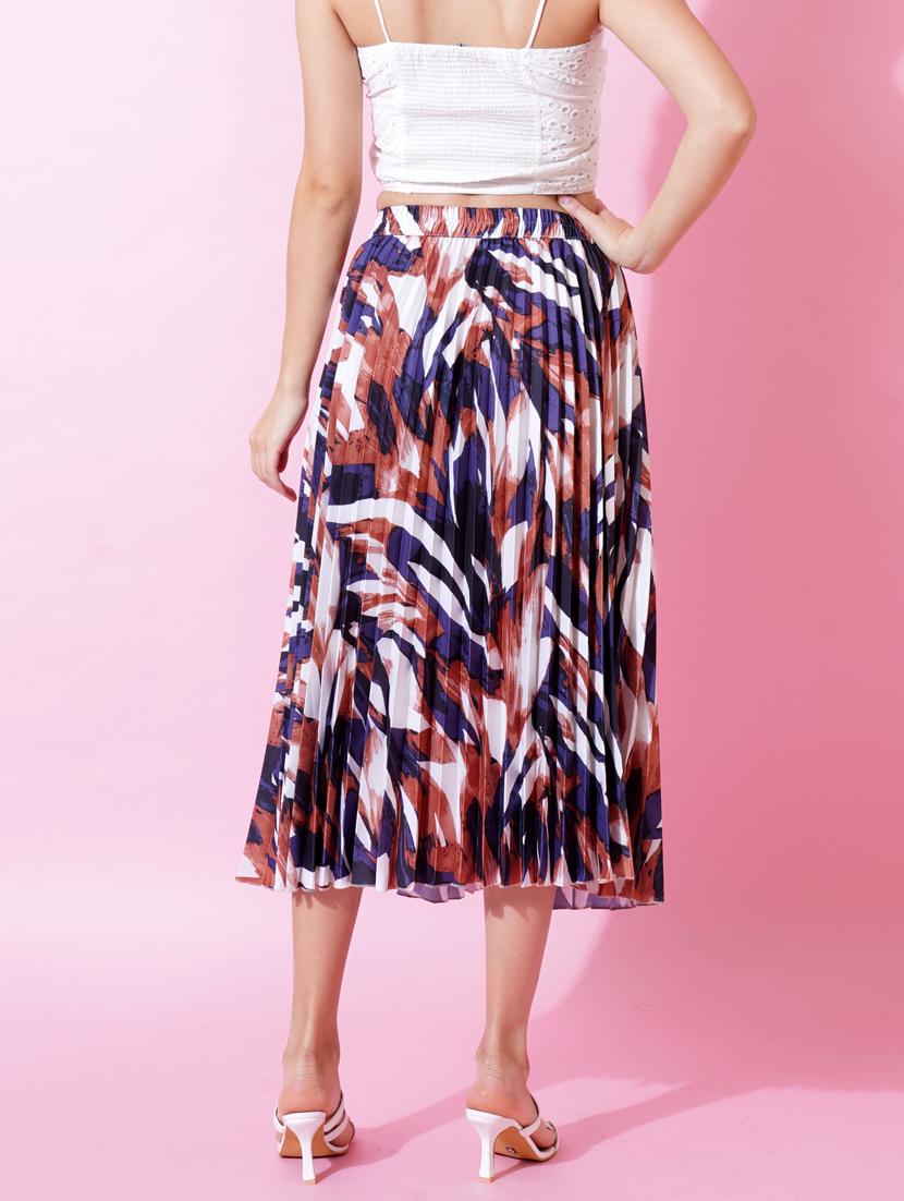 multi coloured printed pleated detailed skirt - 21008500 - Standard Image - 1