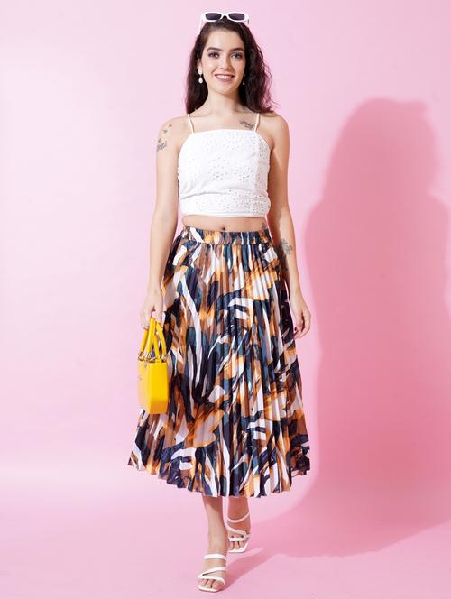 multi coloured printed pleated detailed skirt - 21008502 -  Standard Image - 0
