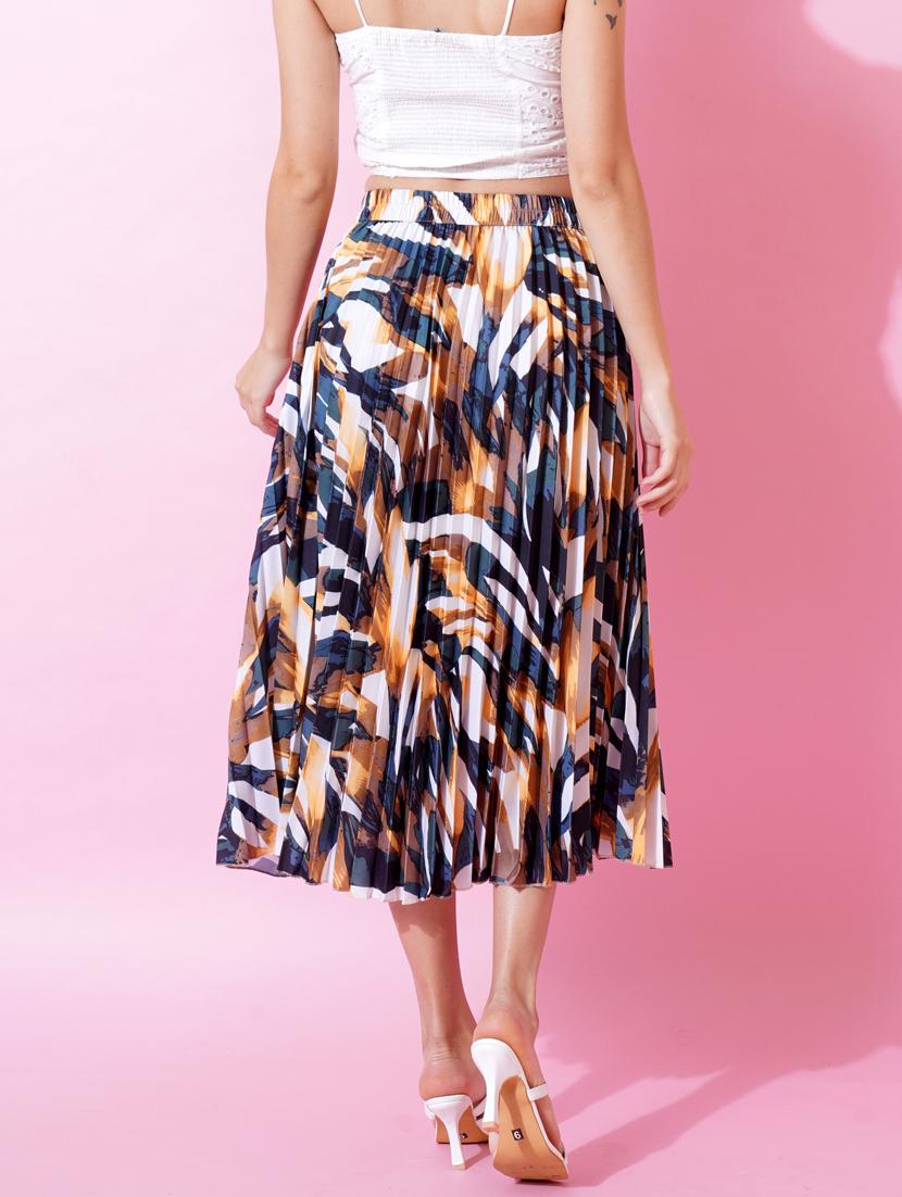 multi coloured printed pleated detailed skirt - 21008502 -  Standard Image - 1