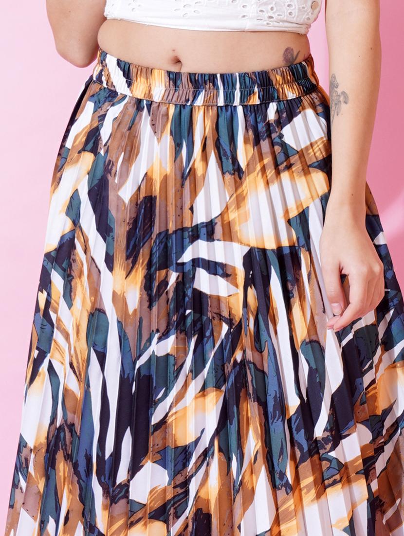multi coloured printed pleated detailed skirt - 21008502 - Standard Image - 4