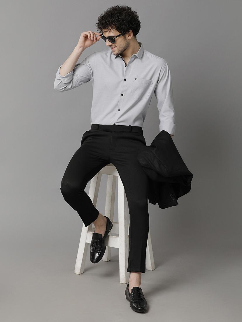 light grey cotton casual shirt - 21009207 - Standard Image - 4