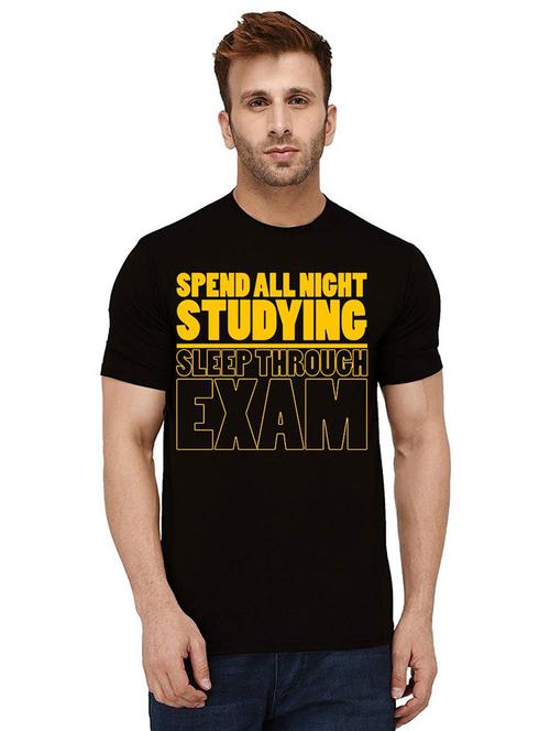 black front printed casual t-shirt - 21010775 - Standard Image - 0