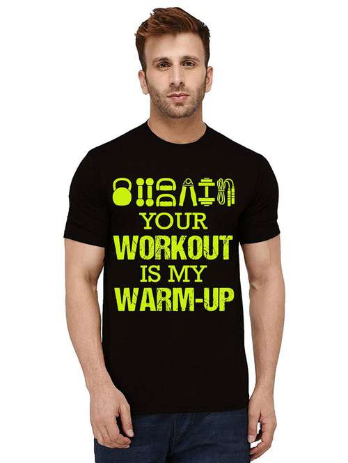 men front print round neck t-shirts