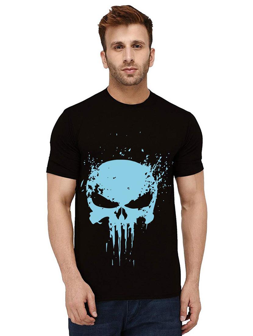 black cotton front print tshirt - 21011843 -  Zoom Image - 0