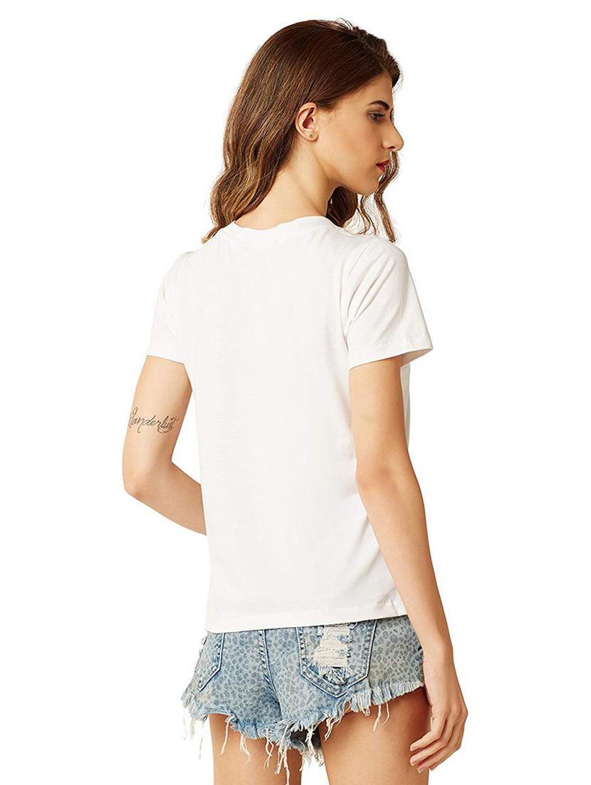 women round neck front print t-shirt - 21015299 - Standard Image - 1