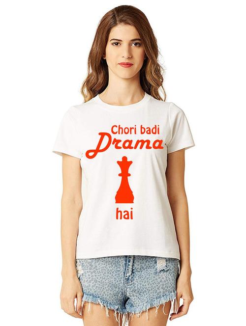 women round neck front print t-shirt - 21015338 -  Standard Image - 0