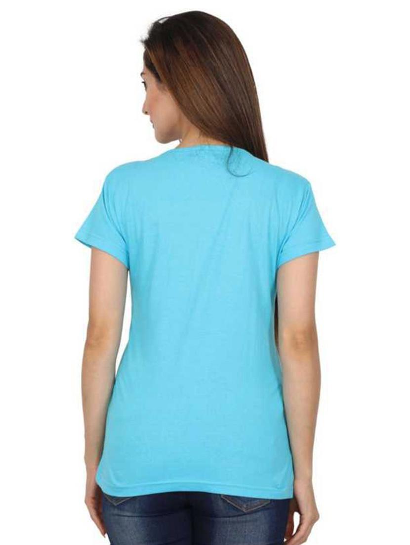 light blue front printed casual t-shirt - 21015378 - Standard Image - 1