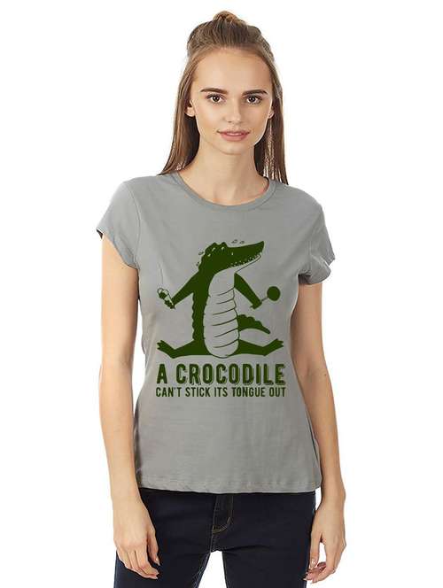 women round neck front printed t-shirt - 21015598 -  Standard Image - 0