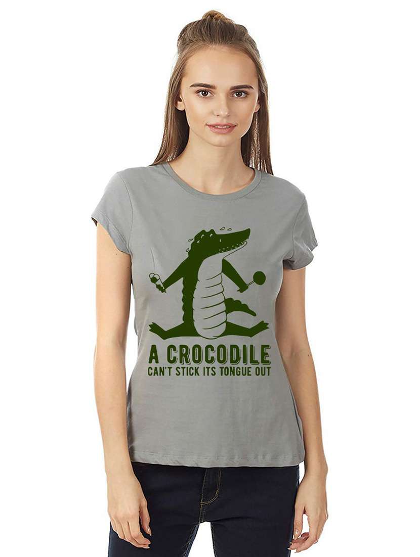 women round neck front printed t-shirt - 21015598 -  Zoom Image - 0