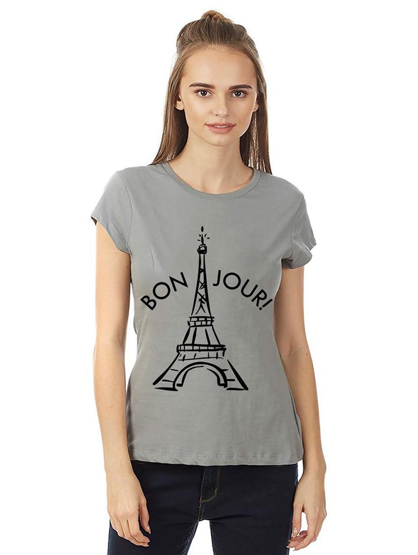 women round neck front print t-shirt - 21015606 - Zoom Image - 0
