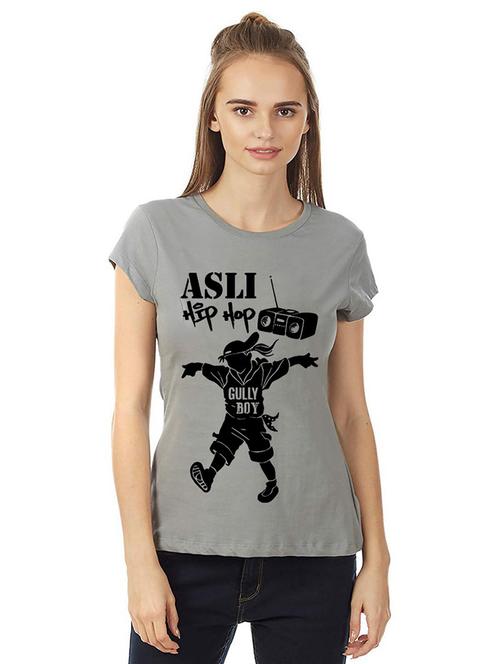 women round neck front print t-shirt - 21015632 - Standard Image - 0