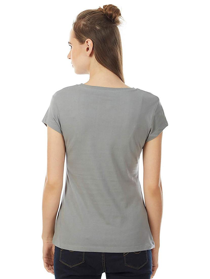 grey front printed casual t-shirt - 21015650 -  Standard Image - 1