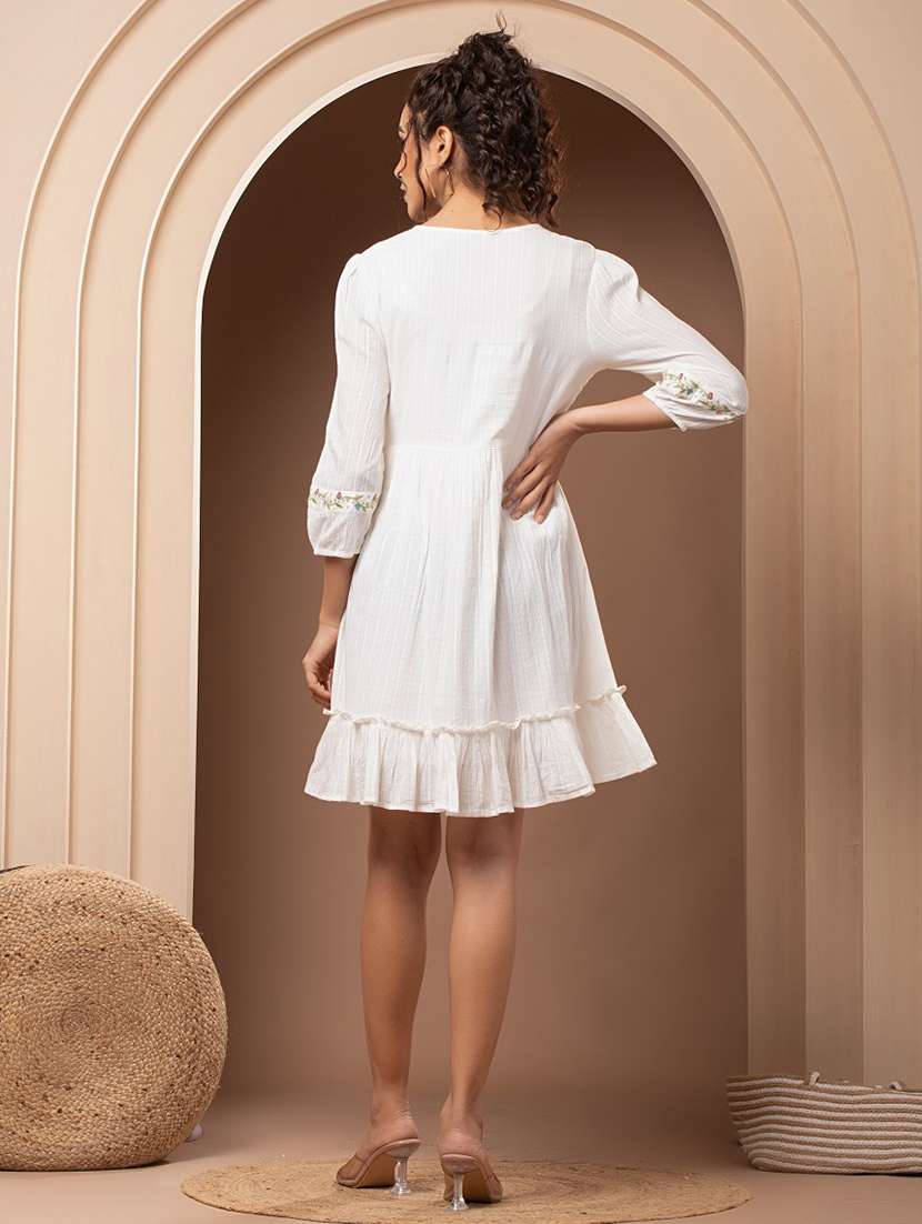 white embroidered detailed dress - 21015935 -  Standard Image - 4