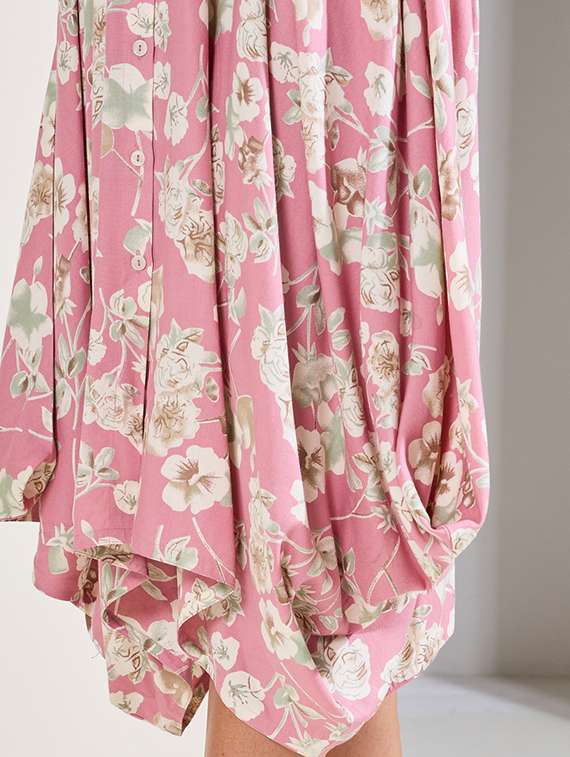 women floral print collared asymmetric dress - 21015977 -  Standard Image - 4