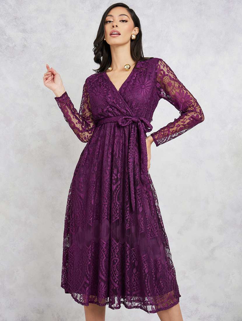 women self designed fit & flare dress - 21016000 -  Standard Image - 1