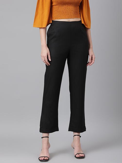women solid high rise trouser - 21016031 -  Standard Image - 0