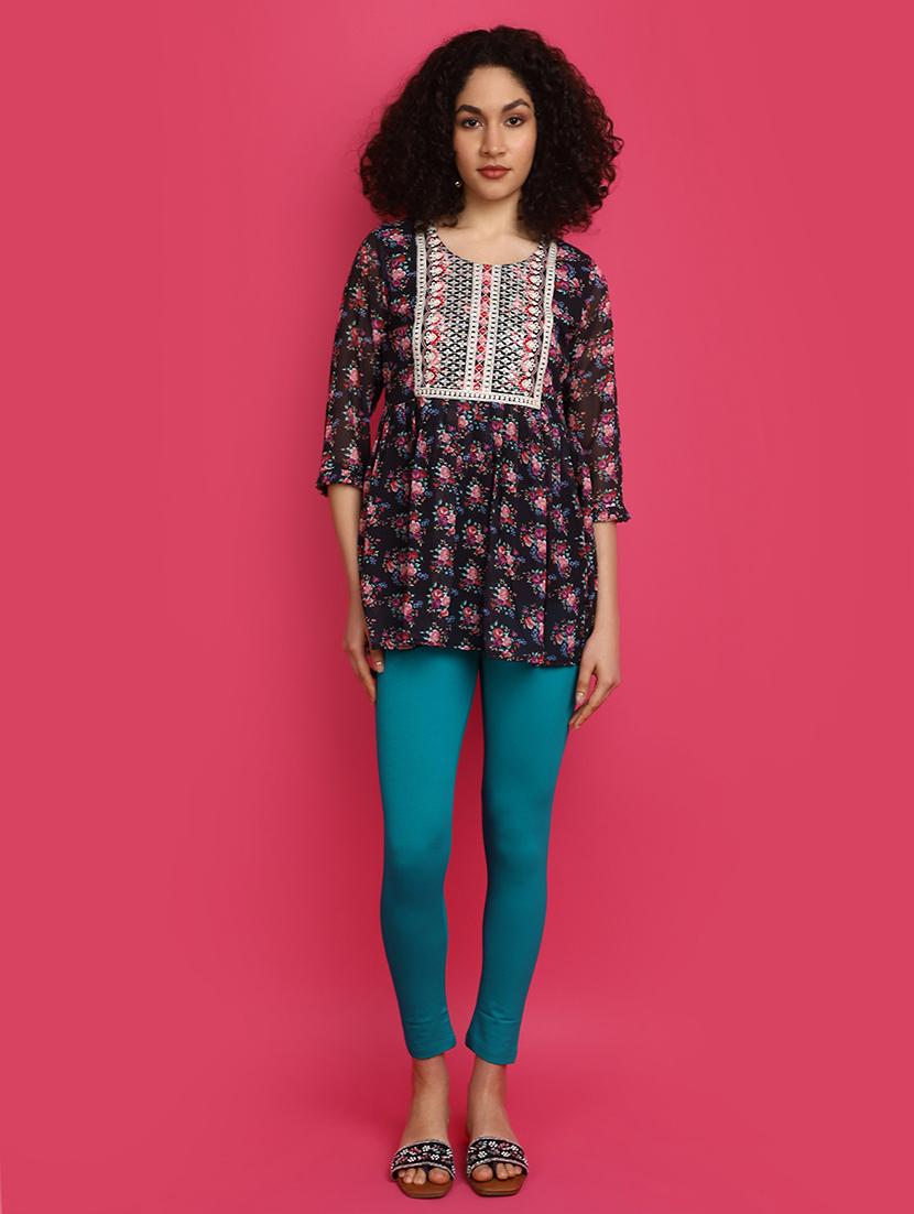 women orange printed round neck top - 21016246 - Standard Image - 4